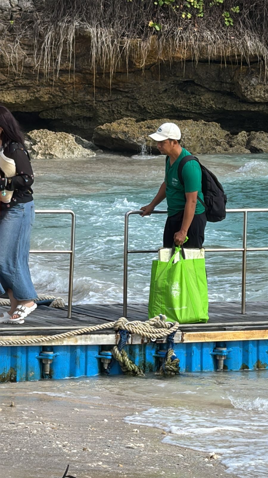 Sanjaya crossing to an island job site